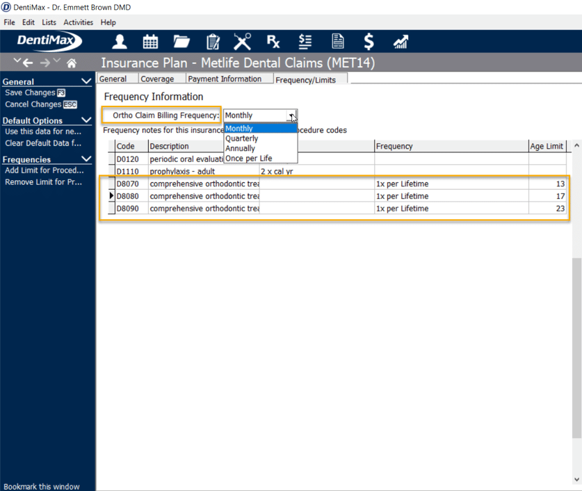 track how often that specific ortho insurance claim needs to be billed.